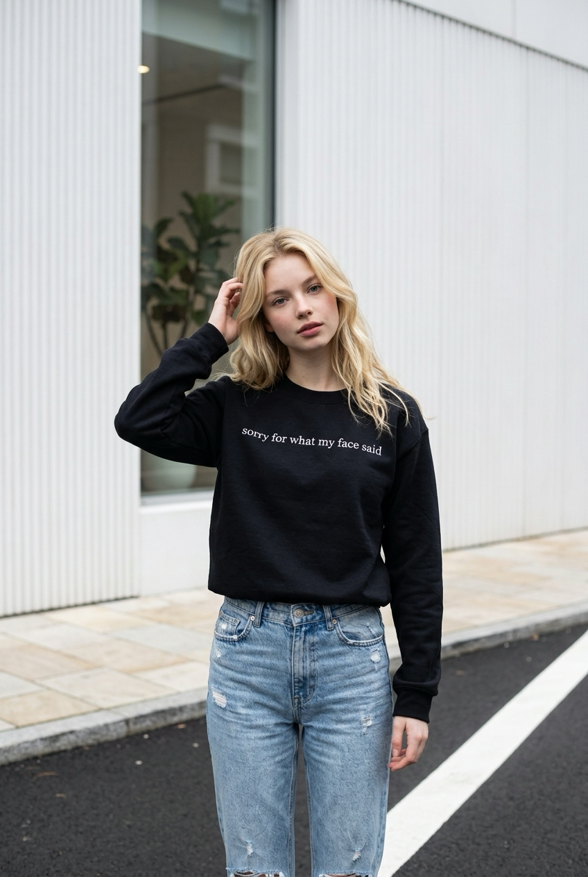 sorry for what my face said- Embroidered