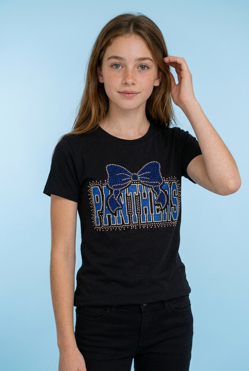 Panthers Bow Rhinestone