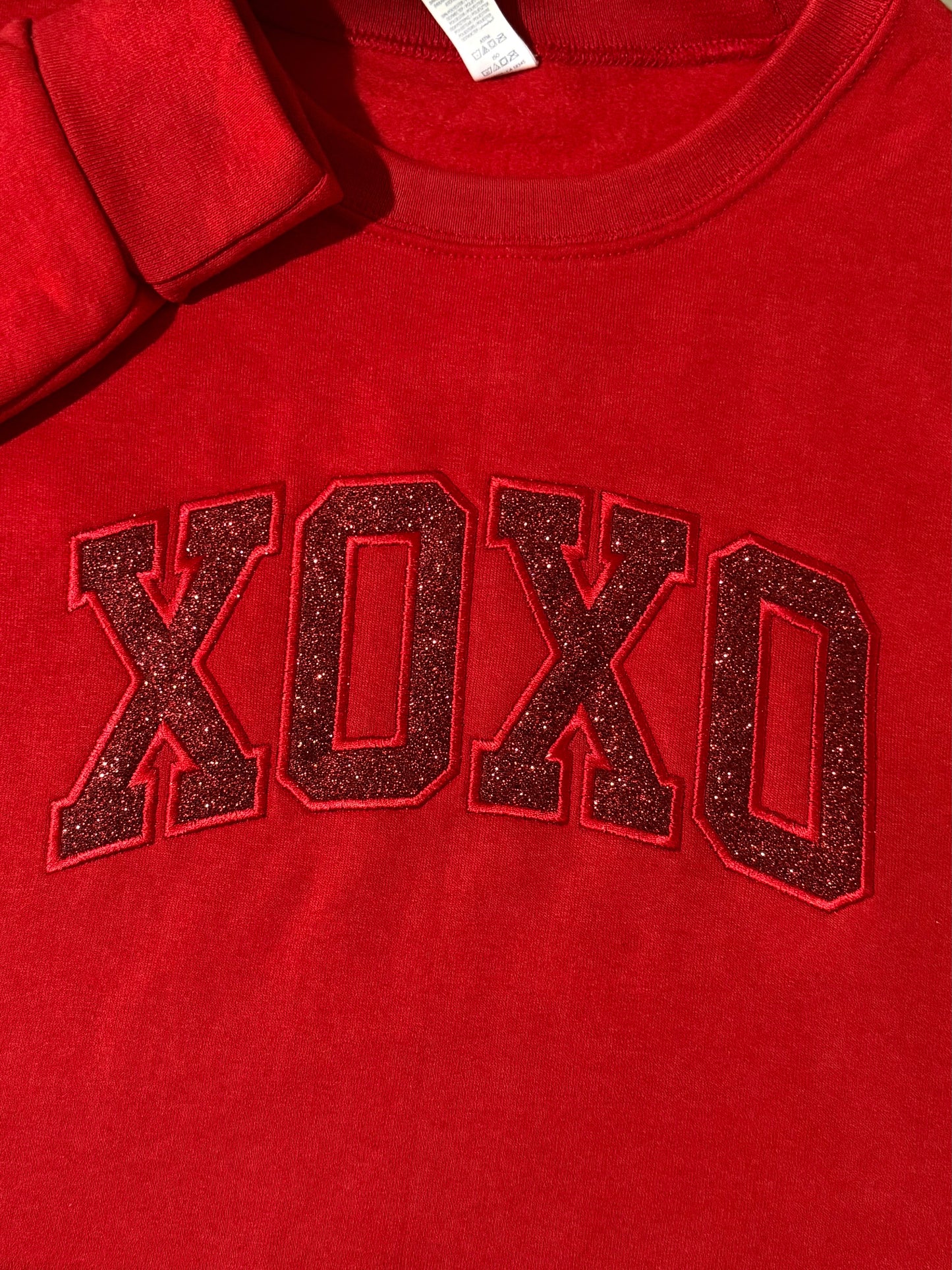 XOXO Embroidered Glitter Sweatshirt