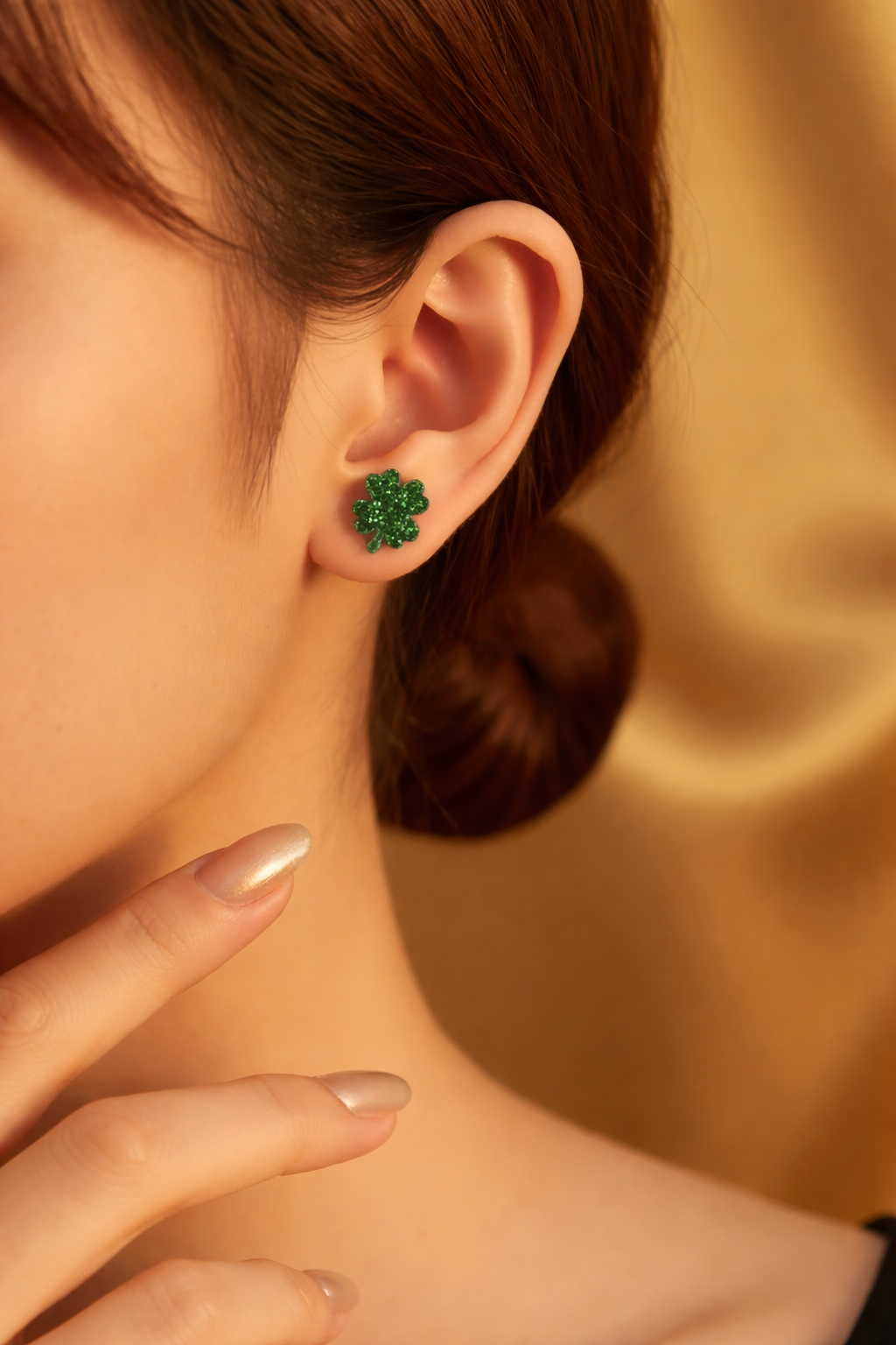 Acrylic Shamrock Stud Earrings
