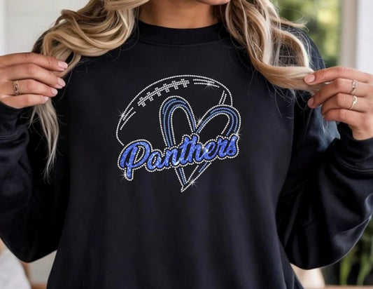 Panthers Football Rhinestone Sweatshirt