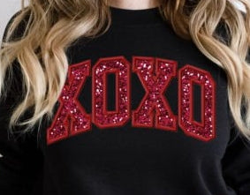 XOXO Embroidered Glitter Sweatshirt