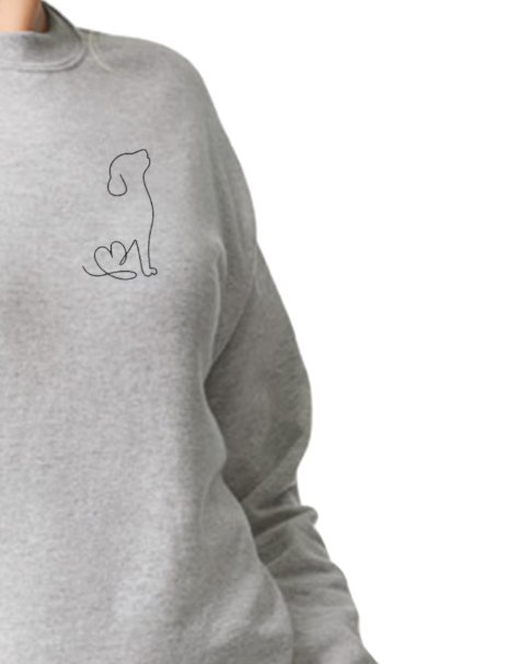 One Line Dog Sweatshirt- Embroidered