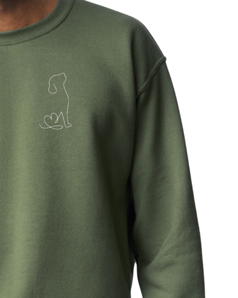 One Line Dog Sweatshirt- Embroidered