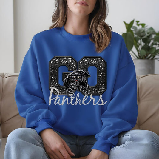 Go Panthers Faux Embroidery Shirt