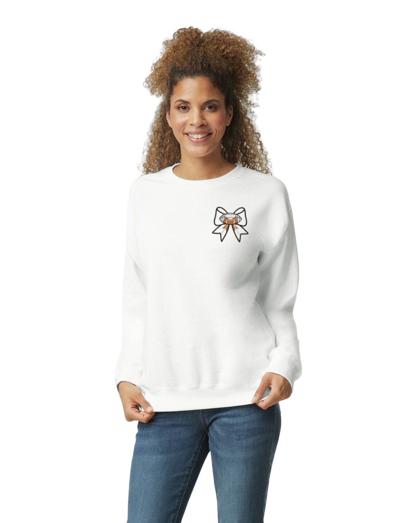 Football Bow Embroidered Sweatshirt