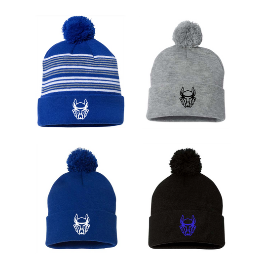 Vikings Embroidered Pom Beanies